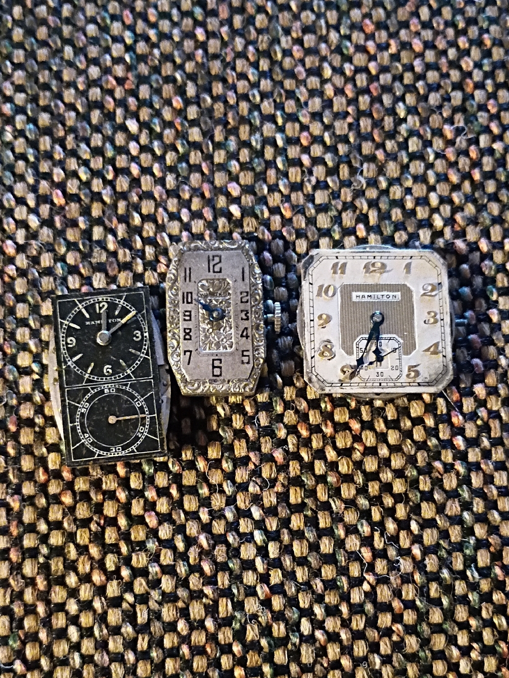 Hamilton and Assorted Vintage Watch Faces — Black, Silver, Ivory